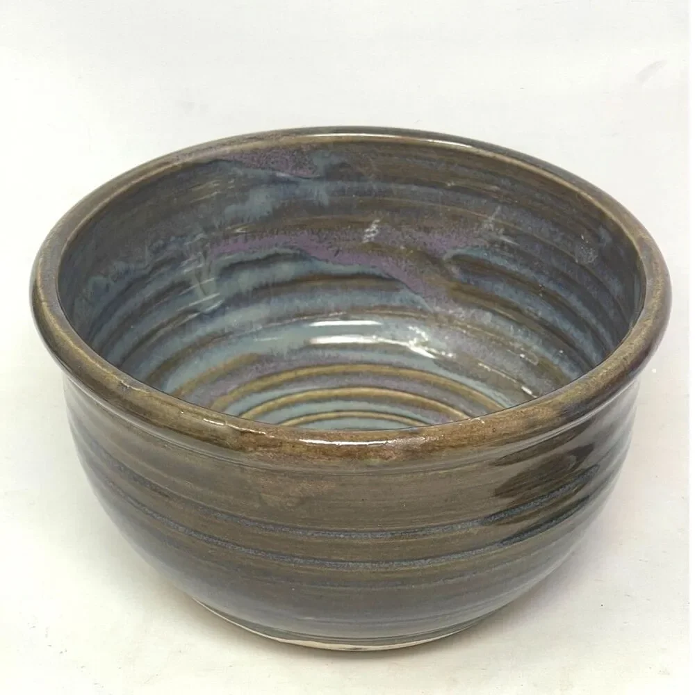 Handmade Pottery Cereal Bowl Signed Sanger 2006 Art Pottery Brown Vintage 5.5